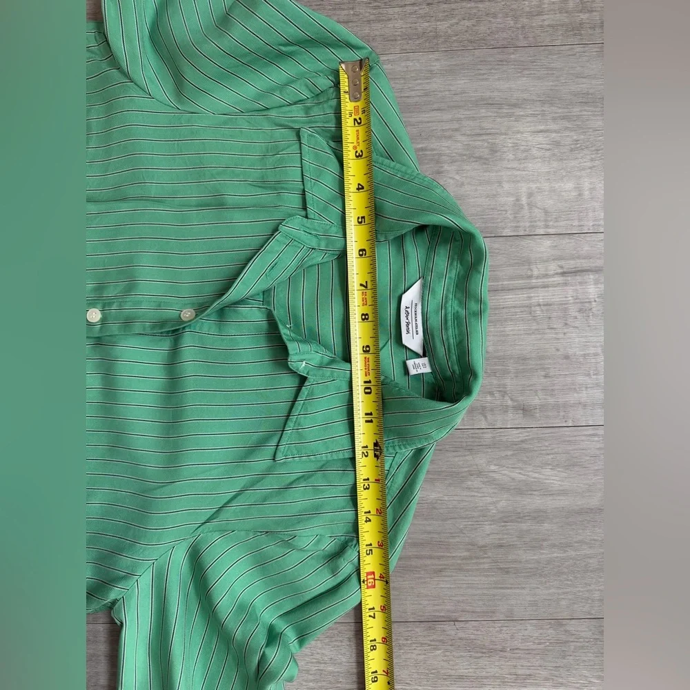 & OTHER STORIES Regular-Fit Long Sleeve Button Down Shirt Green Striped Size S